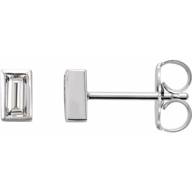 Natural Baguette Diamond Bezel Studs