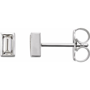 Natural Baguette Diamond Bezel Studs