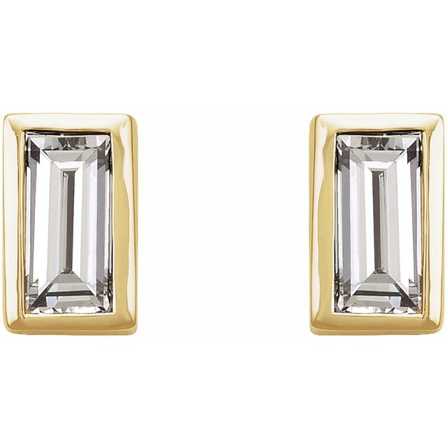 Baguette Diamond Bezel Studs