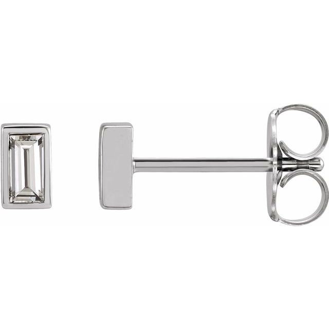 Natural Baguette Diamond Bezel Studs