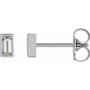 Natural Baguette Diamond Bezel Studs