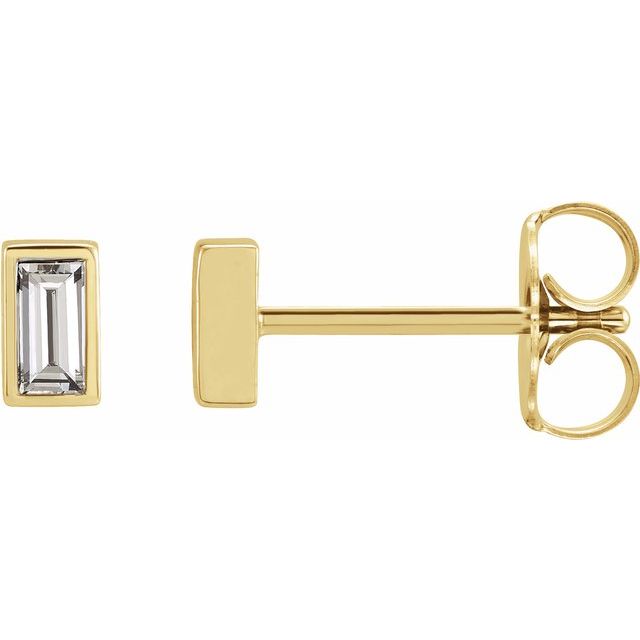 Natural Baguette Diamond Bezel Studs