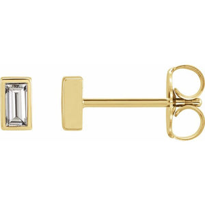 Natural Baguette Diamond Bezel Studs