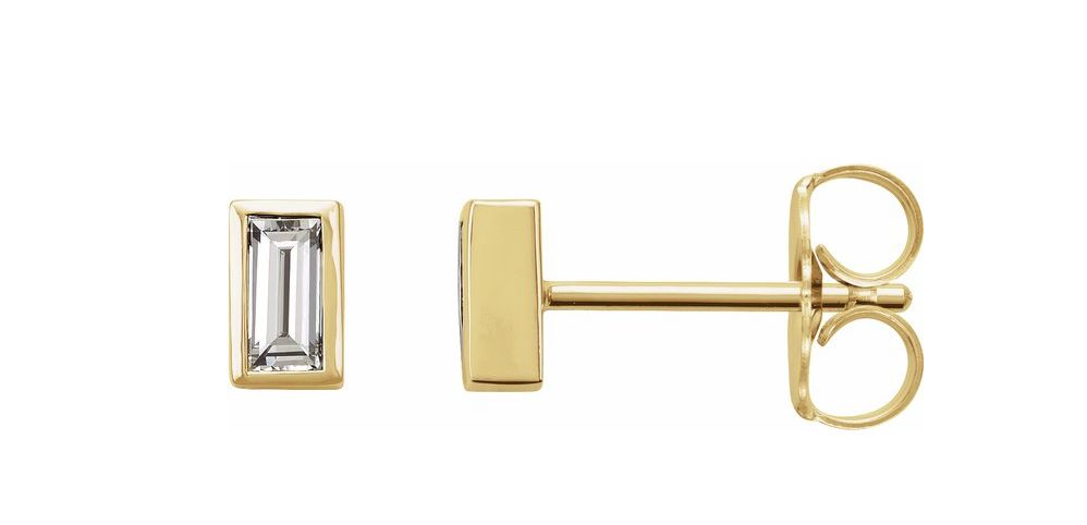 Baguette Diamond Bezel Studs