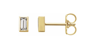 Natural Baguette Diamond Bezel Studs